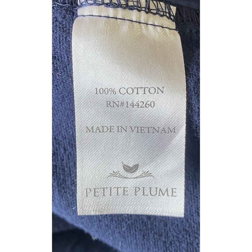 Petite Plume Robe Women M Navy Blue Flannel 100% Cotton Belted Short Pockets - Picture 9 of 13